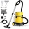 Yellow 4-in-1 Portable Wet Dry Vacuum Cleaner with 2-Button Remote Controller and Smooth Caster Wheel